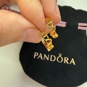 Pandora small round gold plated earrings with small hearts